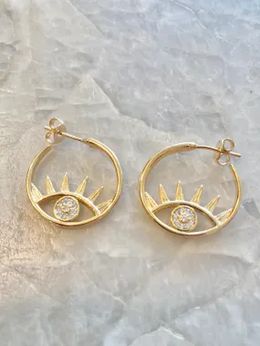 18k Gold Filled Open Your Eyes Hoops