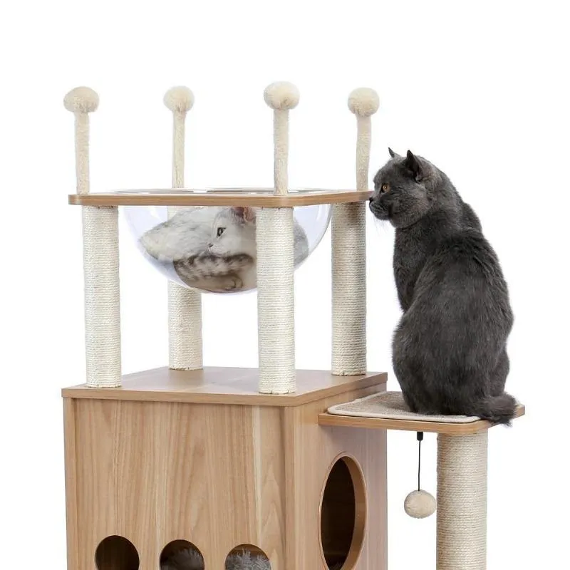 4 Level Cat Tree Tower Indoor House Sisal-Covered Scratching Post Cat Furniture