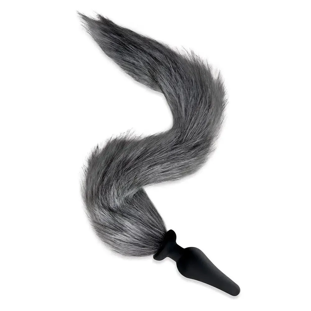 4.5-inch Furry Tales Grey Foxtail Butt Plug