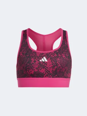 Adidas Aeroready Powerreact Animal Print Girls Training Bra Fuchsia