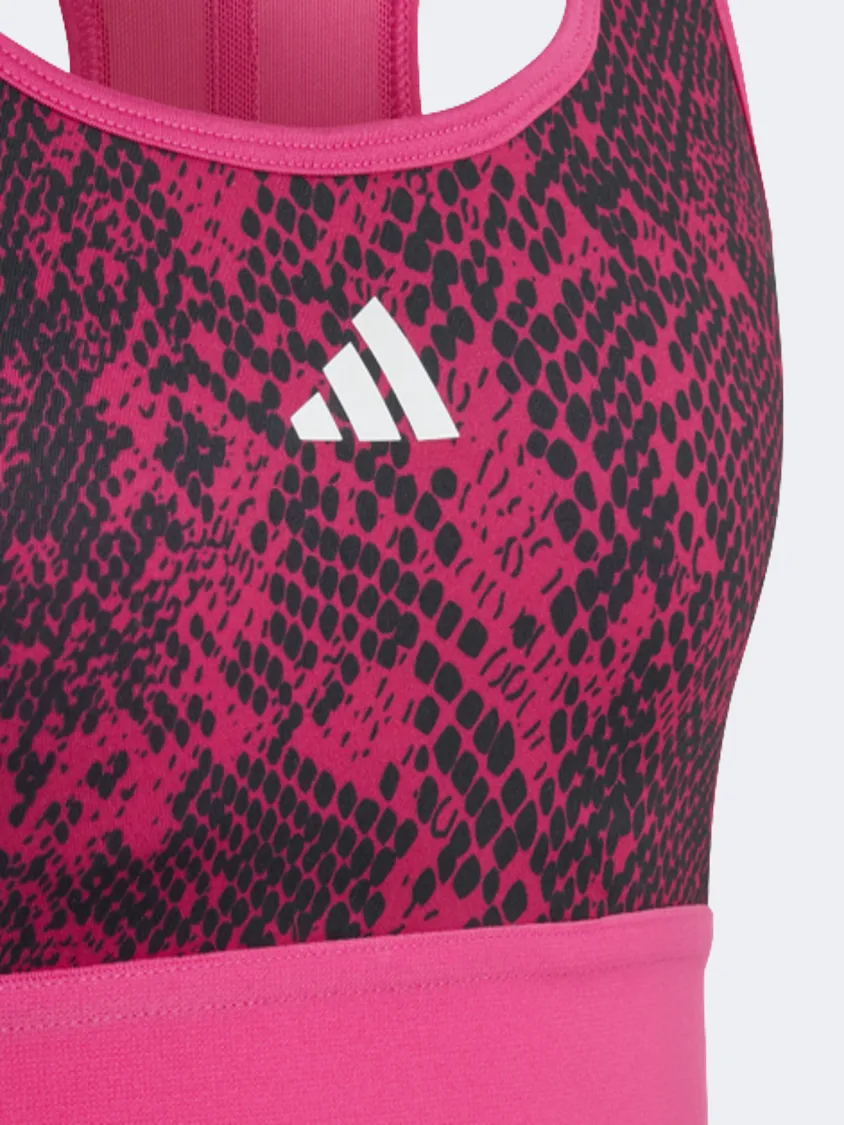 Adidas Aeroready Powerreact Animal Print Girls Training Bra Fuchsia