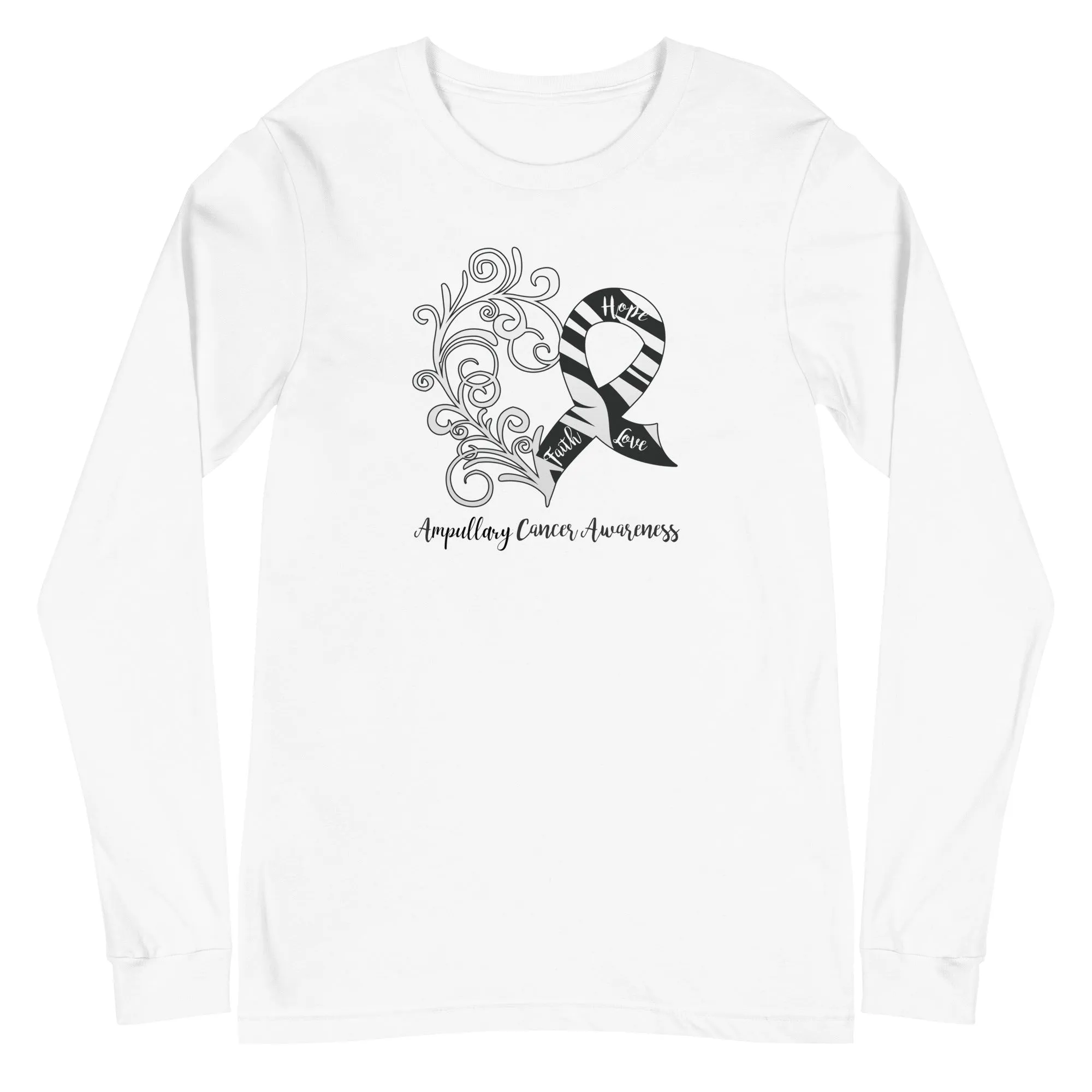 Ampullary Cancer Awareness Heart Long Sleeve Tee (Several Colors Available)