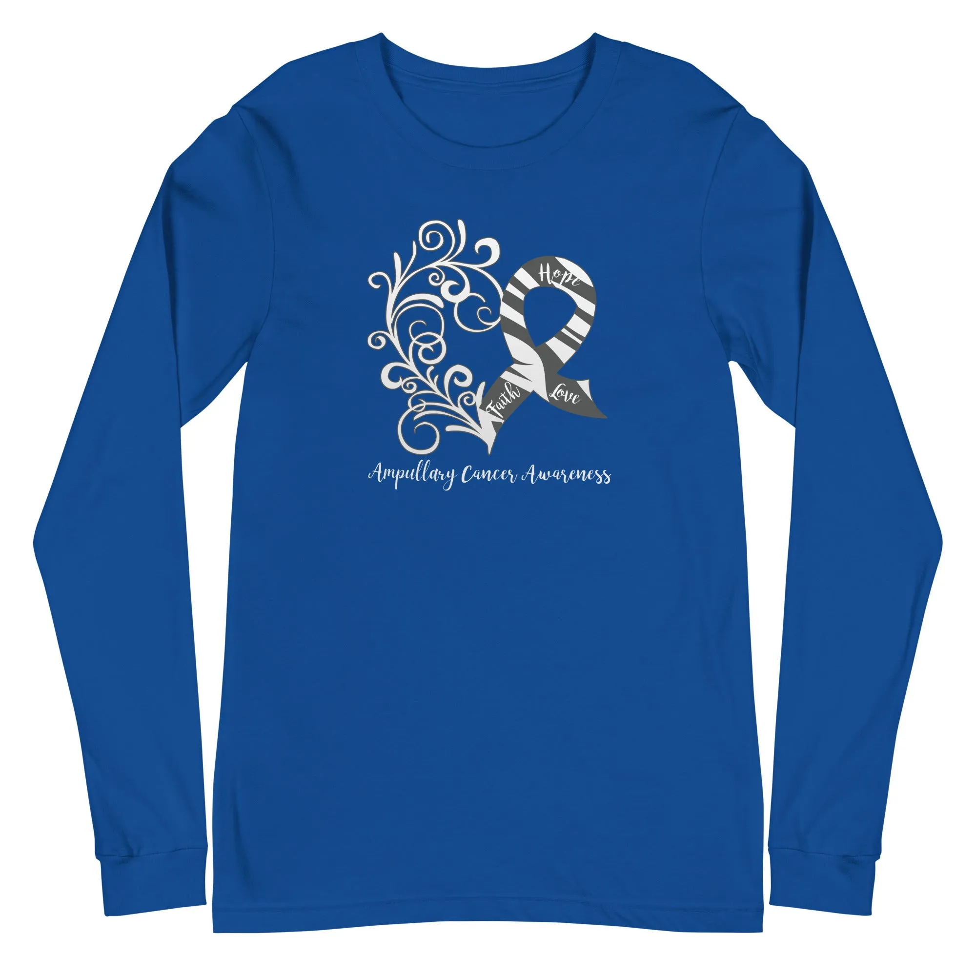 Ampullary Cancer Awareness Heart Long Sleeve Tee (Several Colors Available)