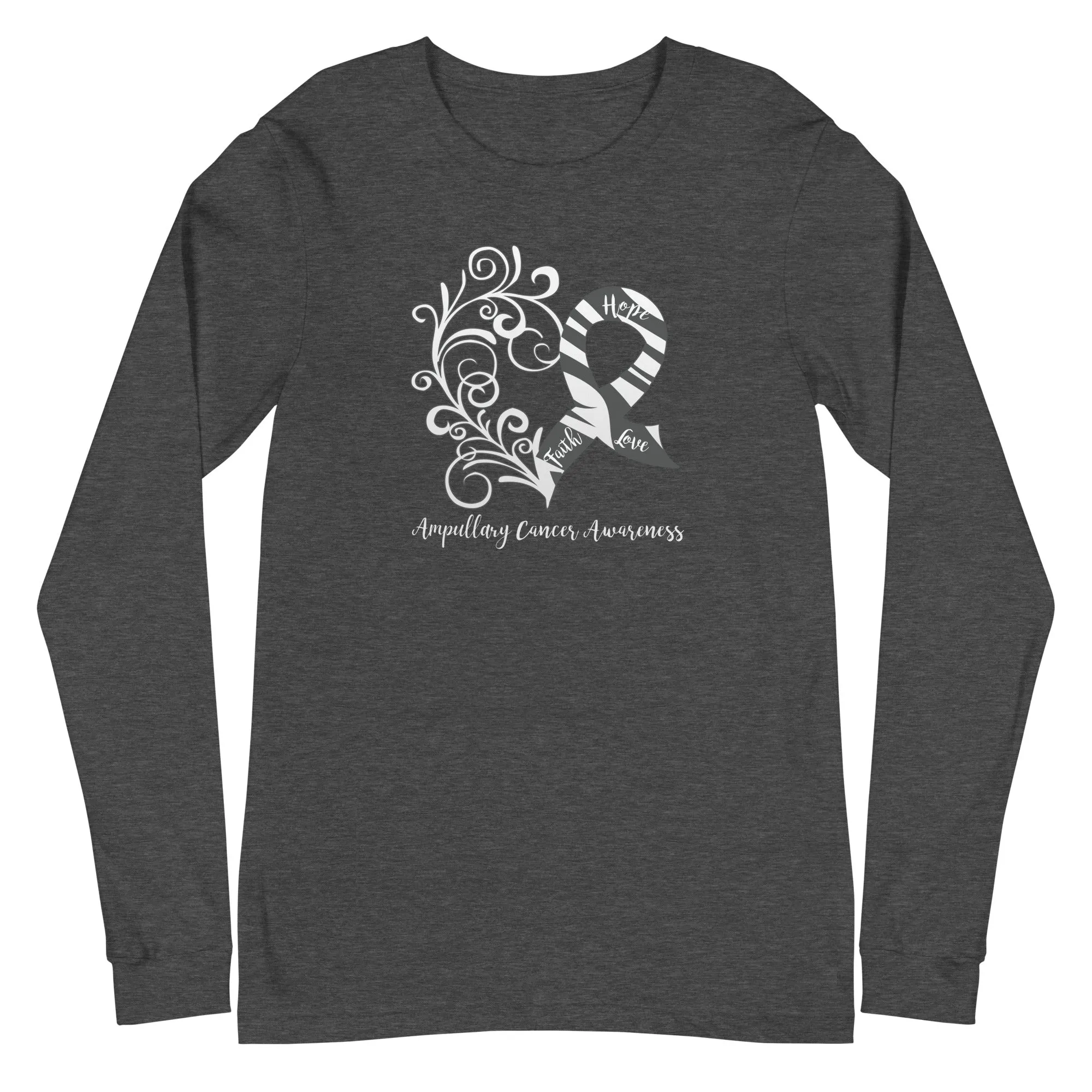 Ampullary Cancer Awareness Heart Long Sleeve Tee (Several Colors Available)