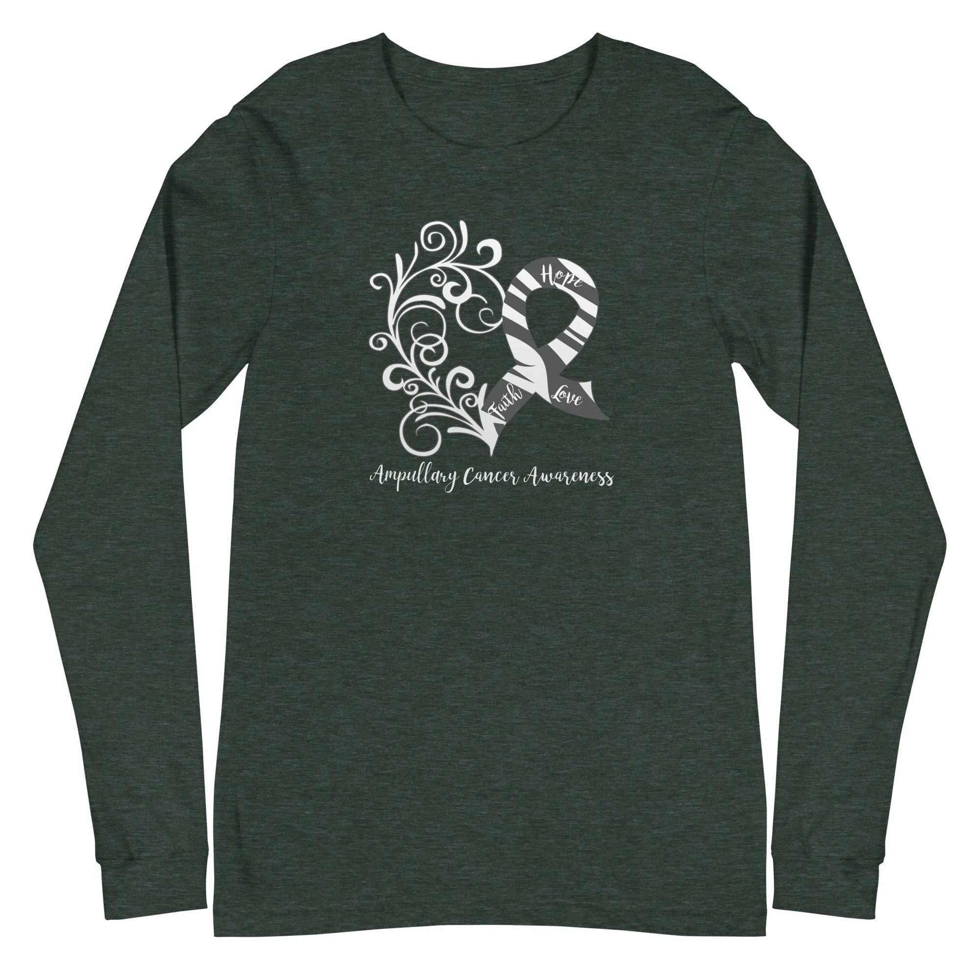 Ampullary Cancer Awareness Heart Long Sleeve Tee (Several Colors Available)