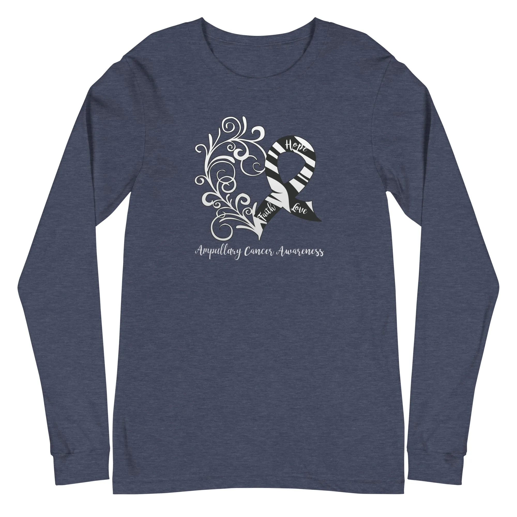 Ampullary Cancer Awareness Heart Long Sleeve Tee (Several Colors Available)