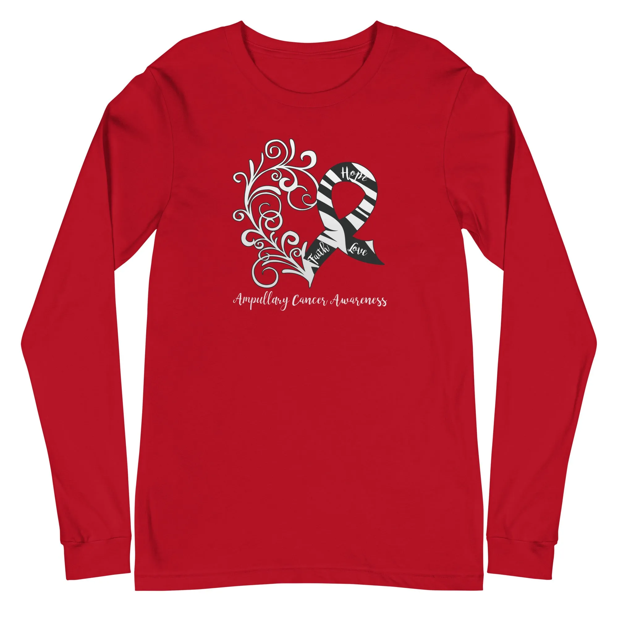 Ampullary Cancer Awareness Heart Long Sleeve Tee (Several Colors Available)