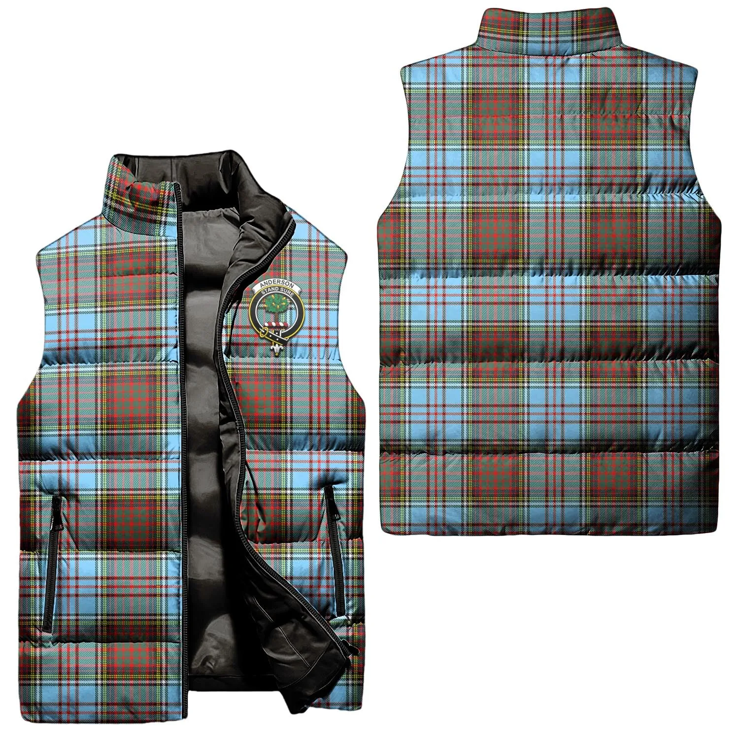 Anderson Ancient Tartan Sleeveless Puffer Jacket with Family Crest