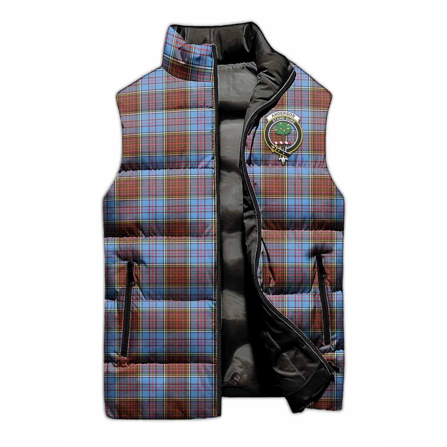 Anderson Modern Tartan Sleeveless Puffer Jacket with Family Crest