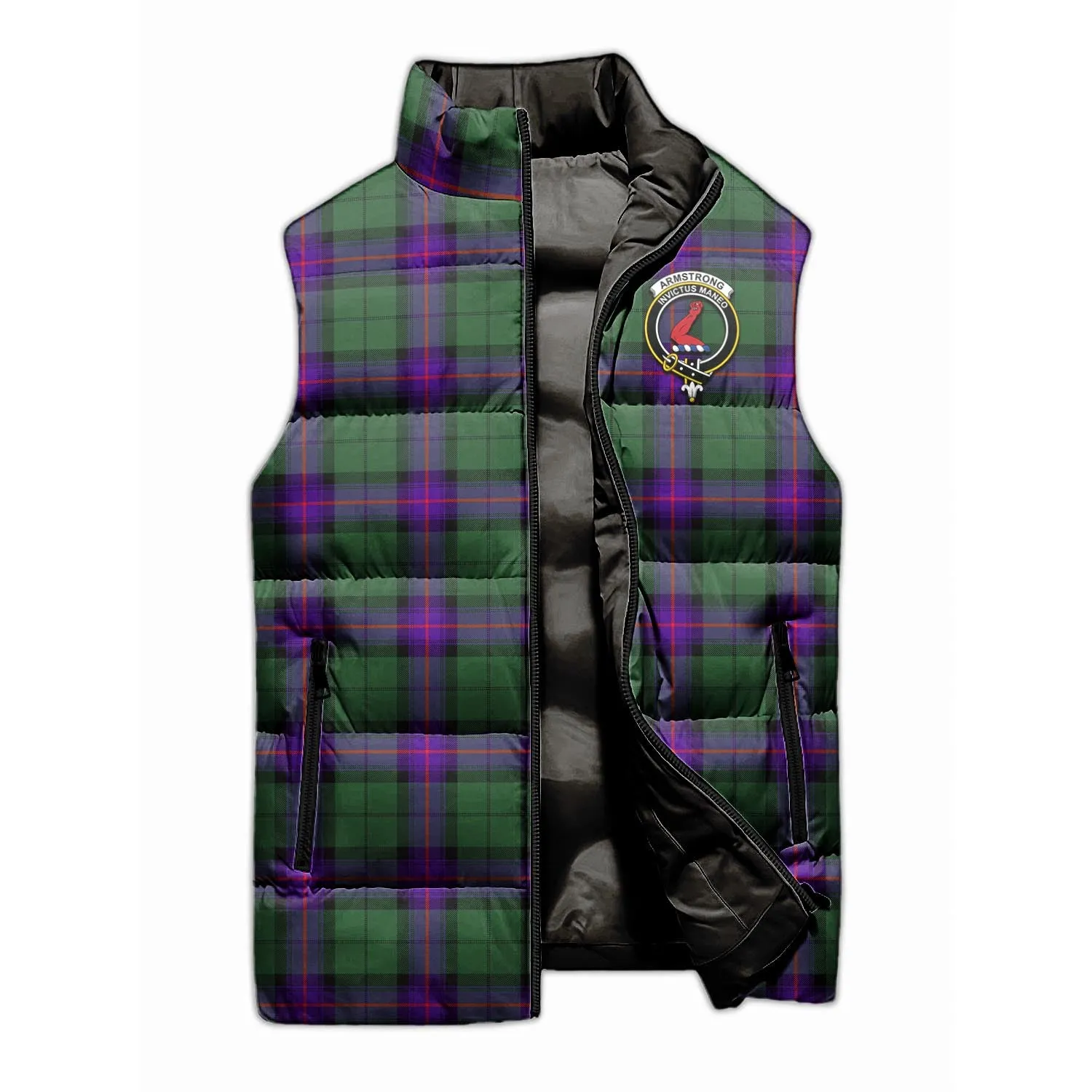 Armstrong Modern Tartan Sleeveless Puffer Jacket with Family Crest