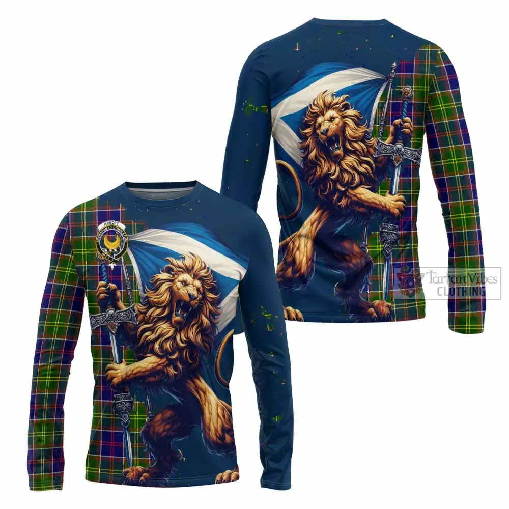 Arnott Tartan Family Crest Long Sleeve T-Shirt with Scottish Majestic Lion