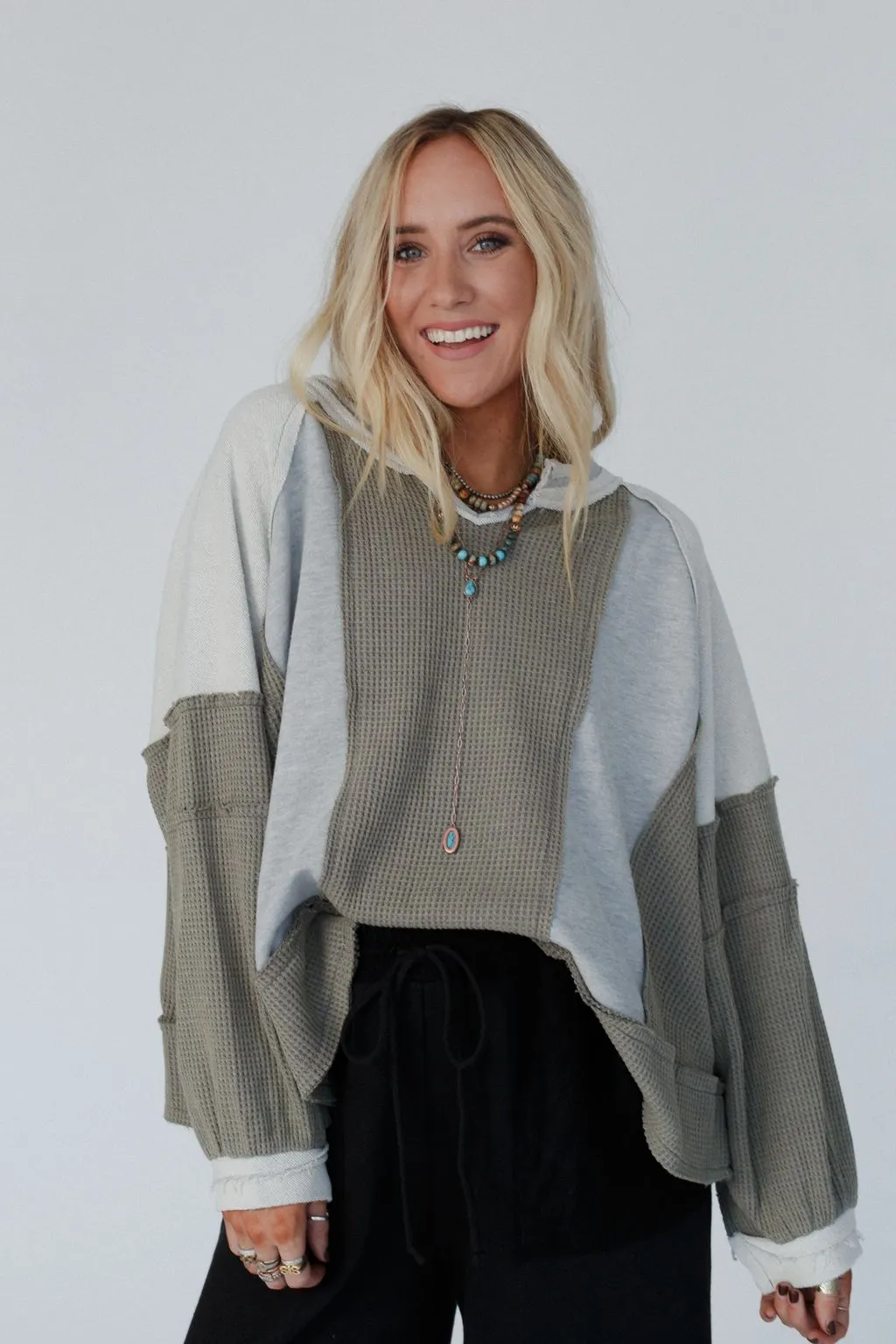 Ashley Color Block Top - Gray