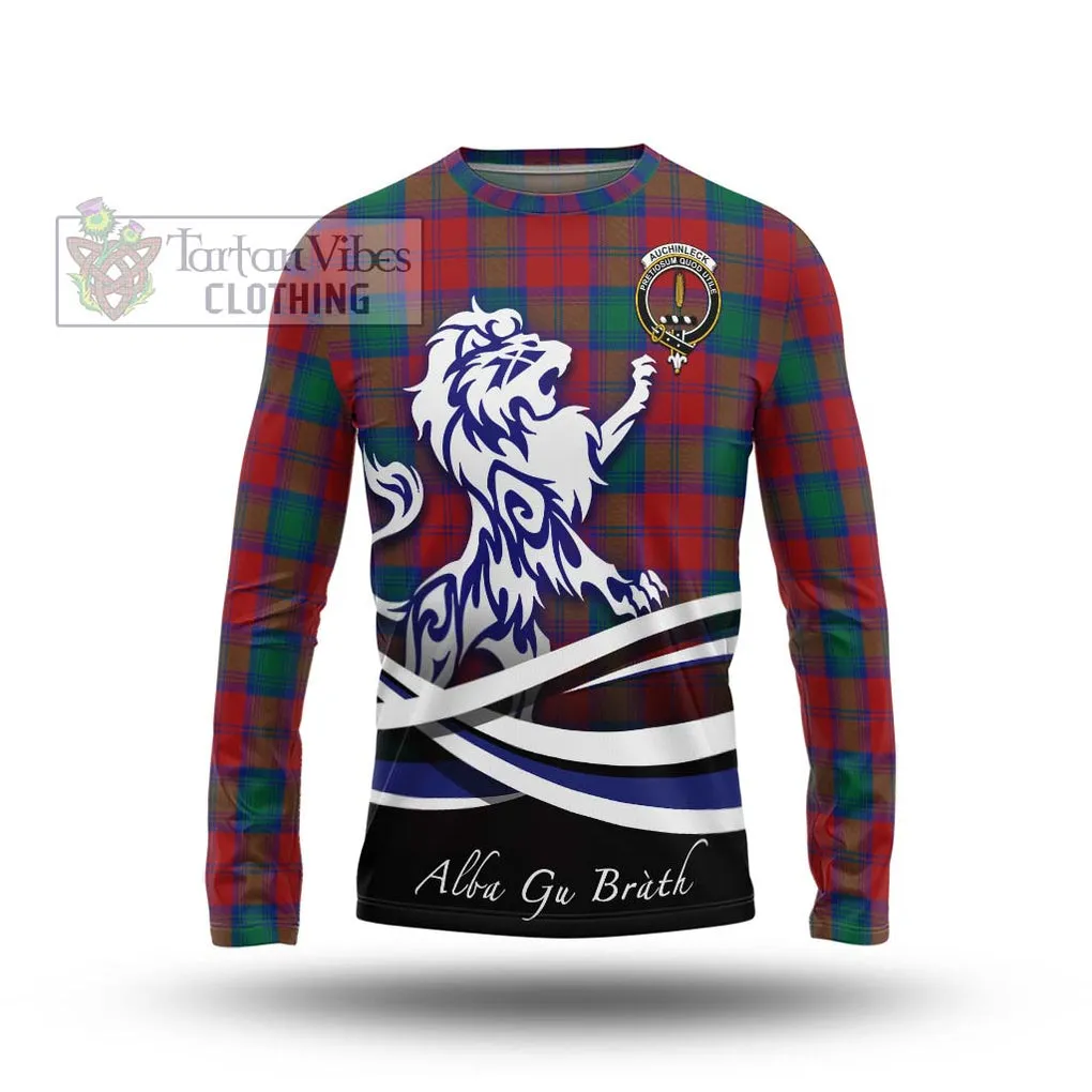 Auchinleck (Affleck) Tartan Long Sleeve T-Shirt with Alba Gu Brath Regal Lion Emblem