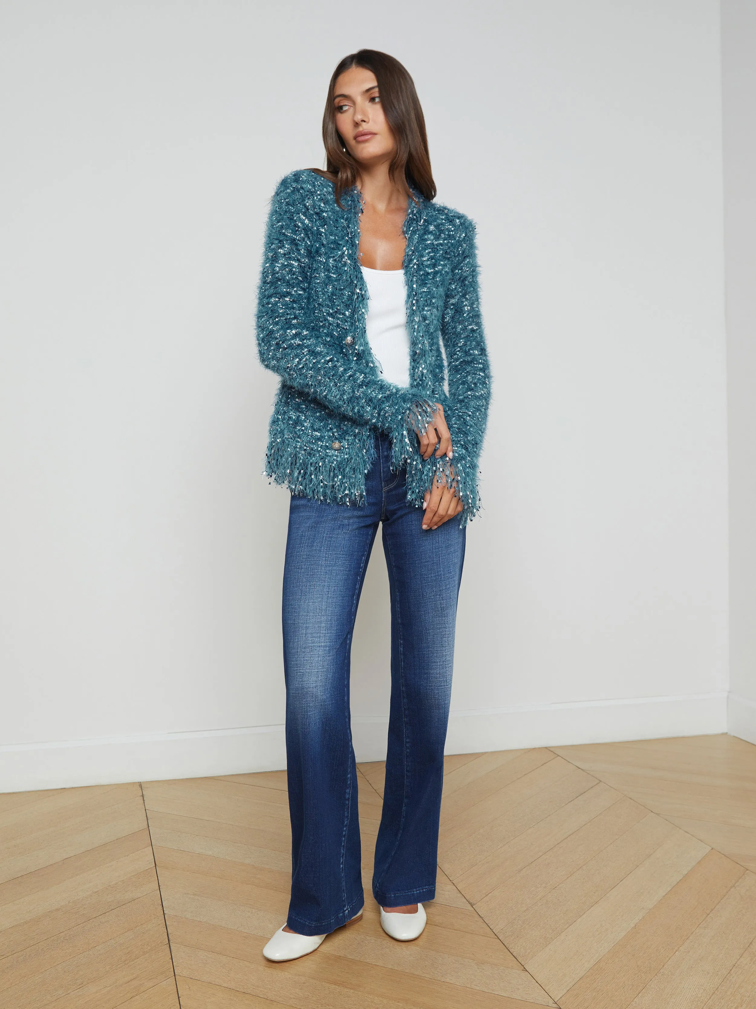 Azure Fringe Cardigan Blazer