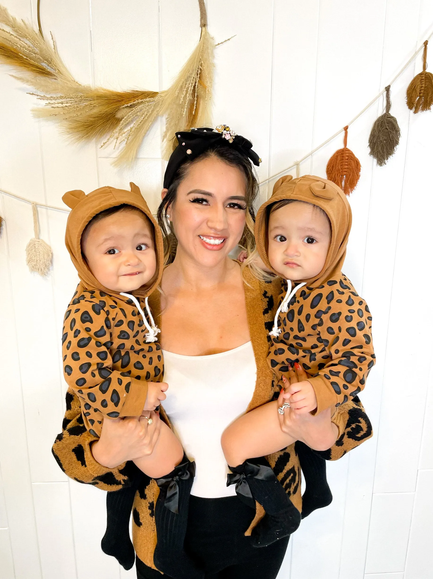 Baby Leopard Print Hooded Onesie - Mom & Mini Collection Style