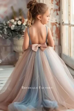 Backless Sleeveless Two-Tone Ball Gown Flower Girl Dress