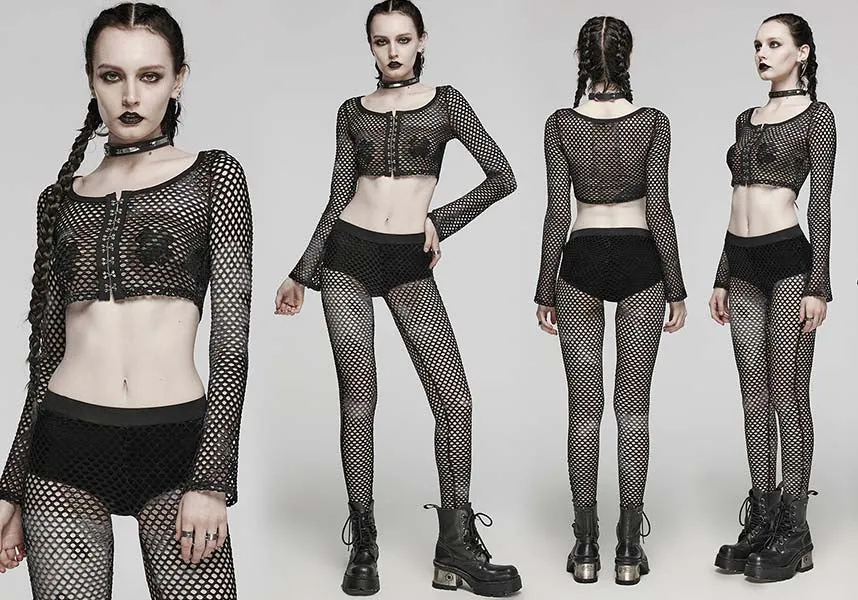 Badriyah Fishnet [Black] | CROP TOP