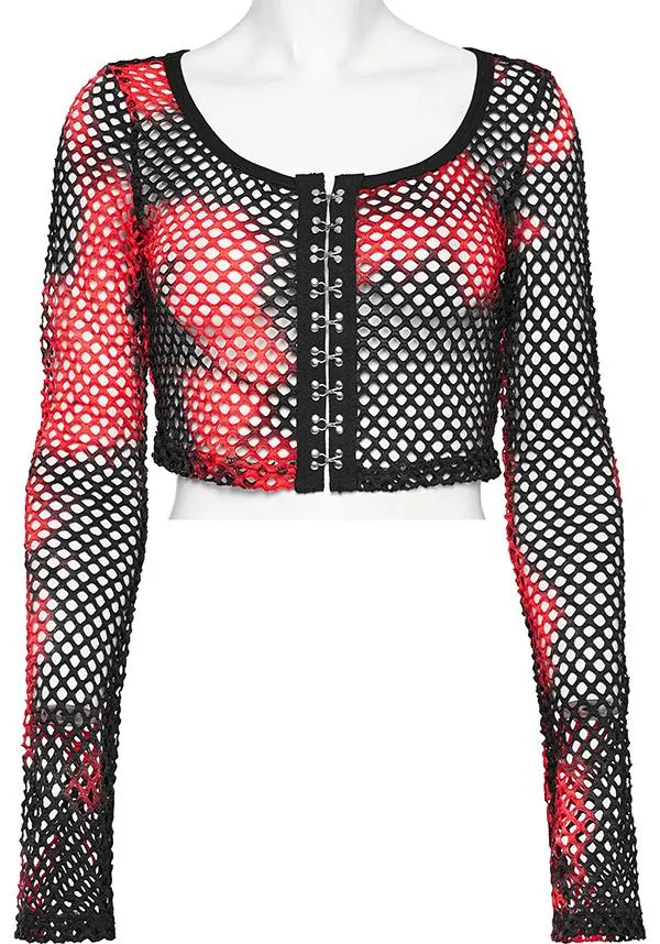 Badriyah Fishnet [Black/Red] | CROP TOP*