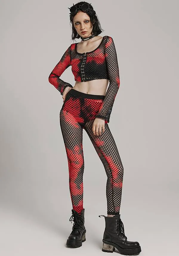 Badriyah Fishnet [Black/Red] | CROP TOP*