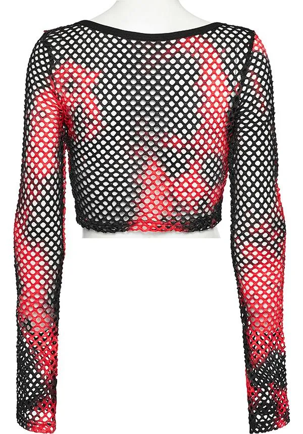 Badriyah Fishnet [Black/Red] | CROP TOP*