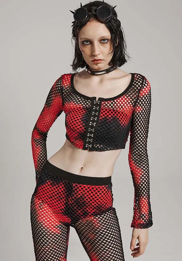 Badriyah Fishnet [Black/Red] | CROP TOP*