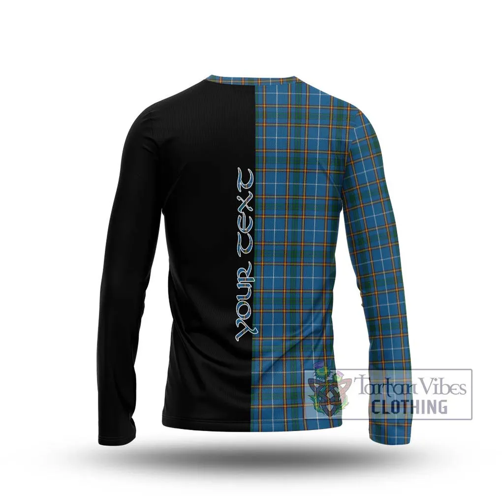 Bain Tartan Long Sleeve T-Shirt with Family Crest and Half Of Me Style