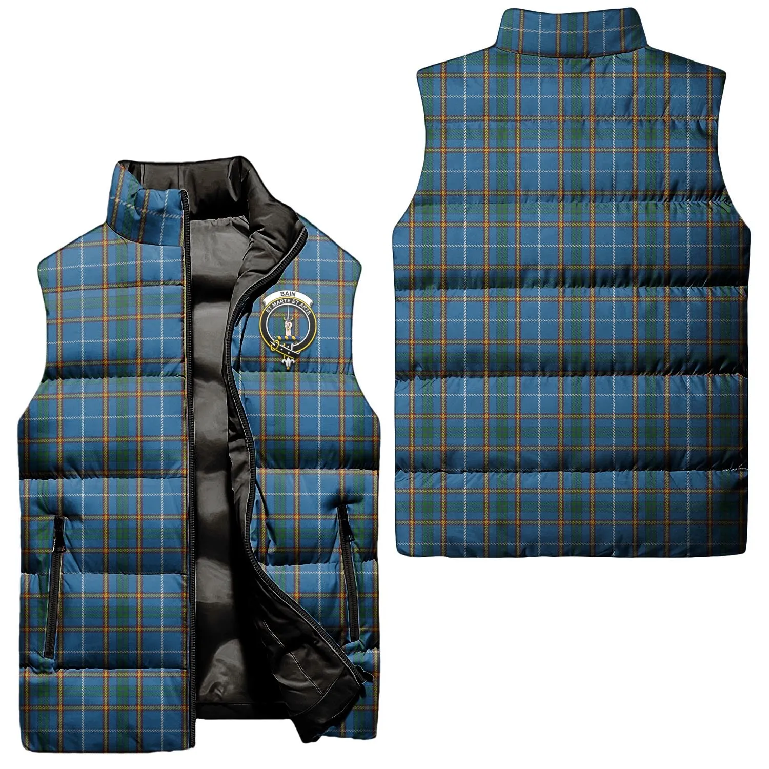 Bain Tartan Sleeveless Puffer Jacket with Family Crest