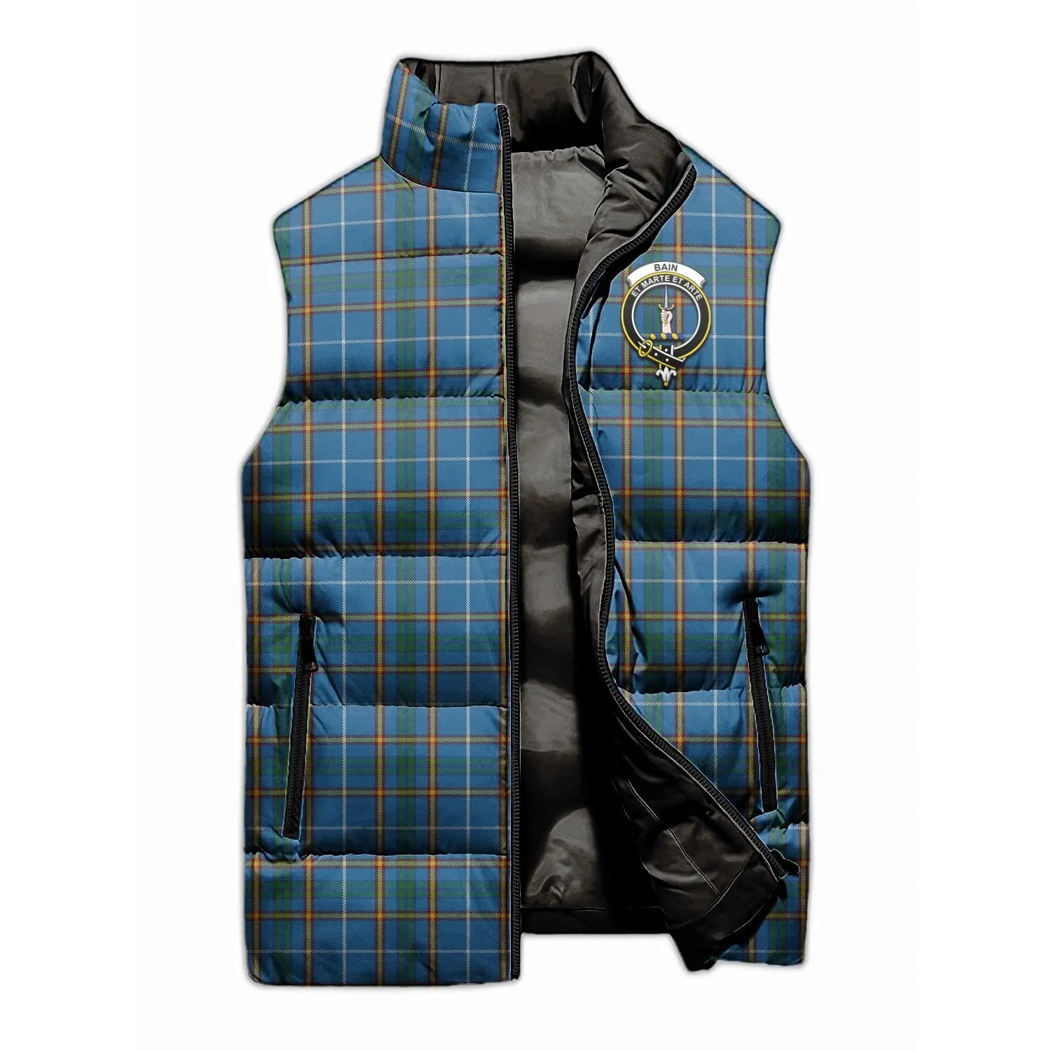 Bain Tartan Sleeveless Puffer Jacket with Family Crest