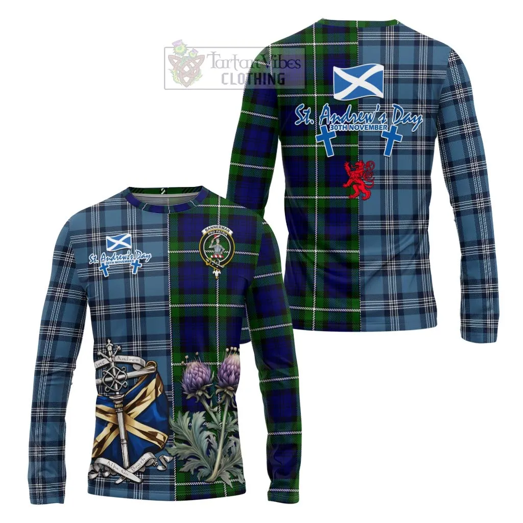 Bannerman Tartan Long Sleeve T-Shirt Happy St. Andrew's Day Half Tartan Style