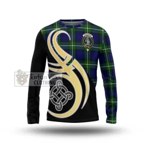 Bannerman Tartan Long Sleeve T-Shirt with Family Crest and Celtic Symbol Style