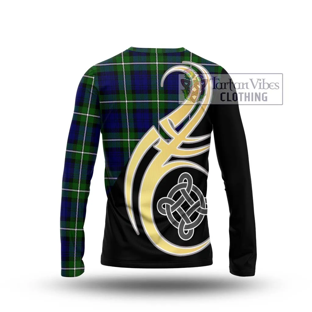 Bannerman Tartan Long Sleeve T-Shirt with Family Crest and Celtic Symbol Style