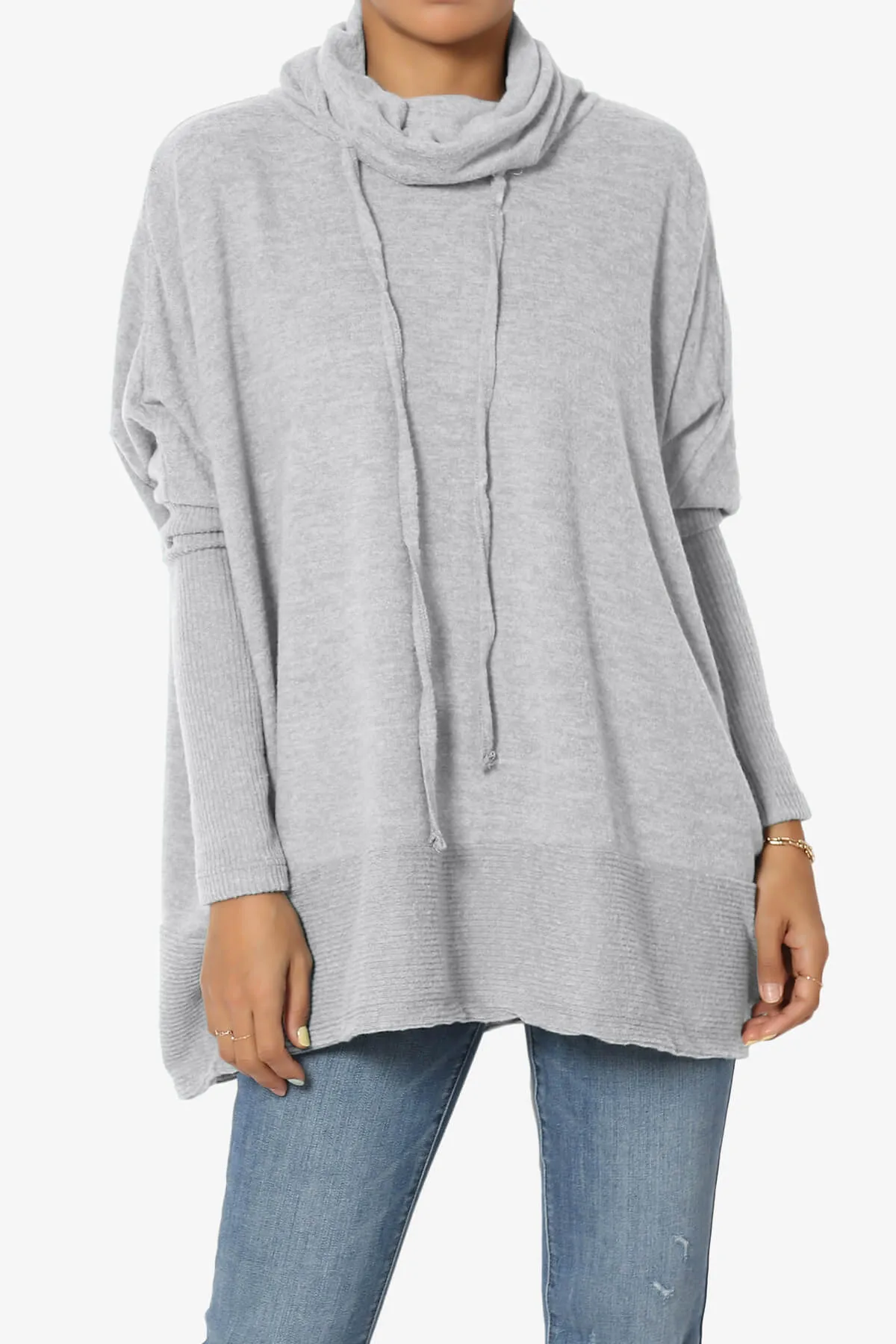 Barclay Slouchy Cowl Neck Melange Knit Oversized Sweater