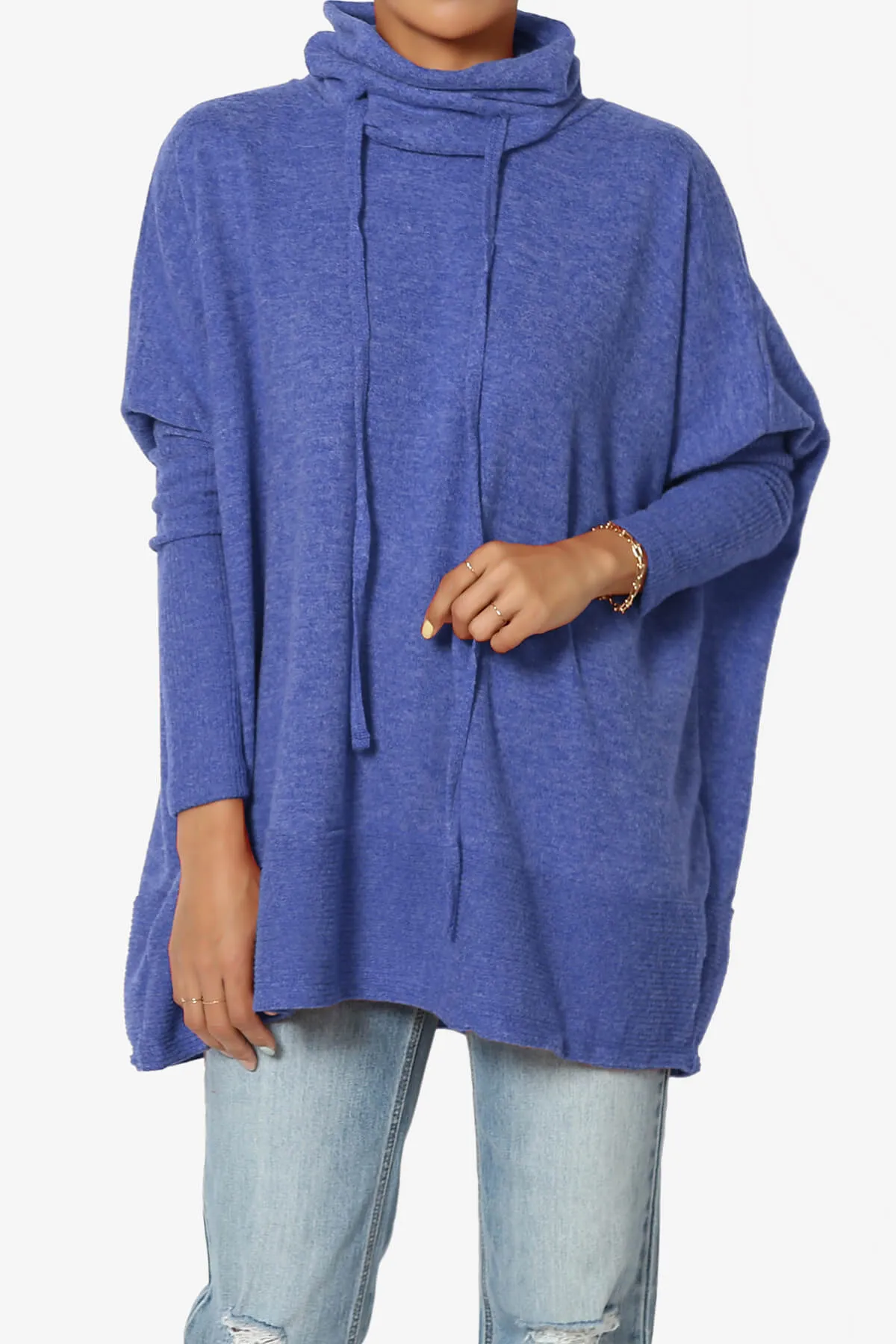 Barclay Slouchy Cowl Neck Melange Knit Oversized Sweater