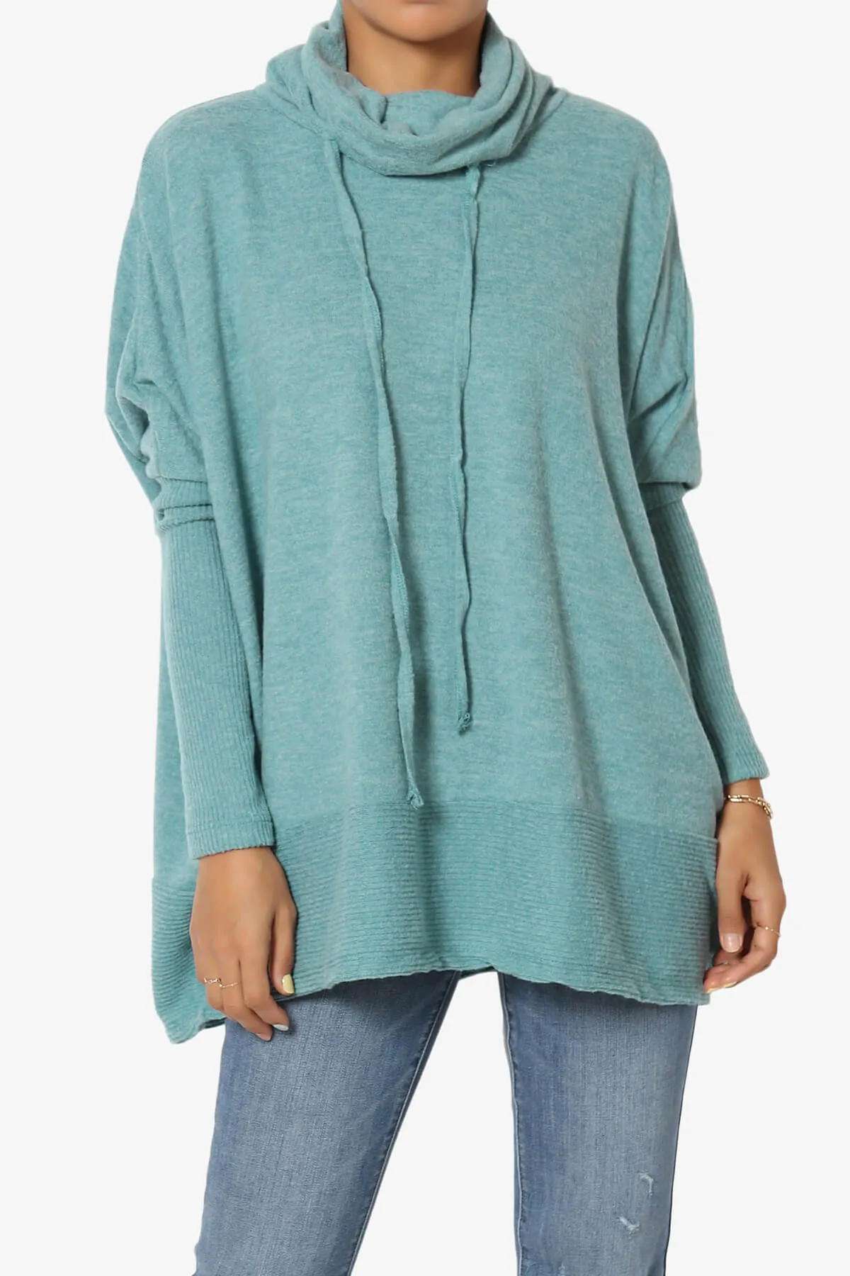 Barclay Slouchy Cowl Neck Melange Knit Oversized Sweater