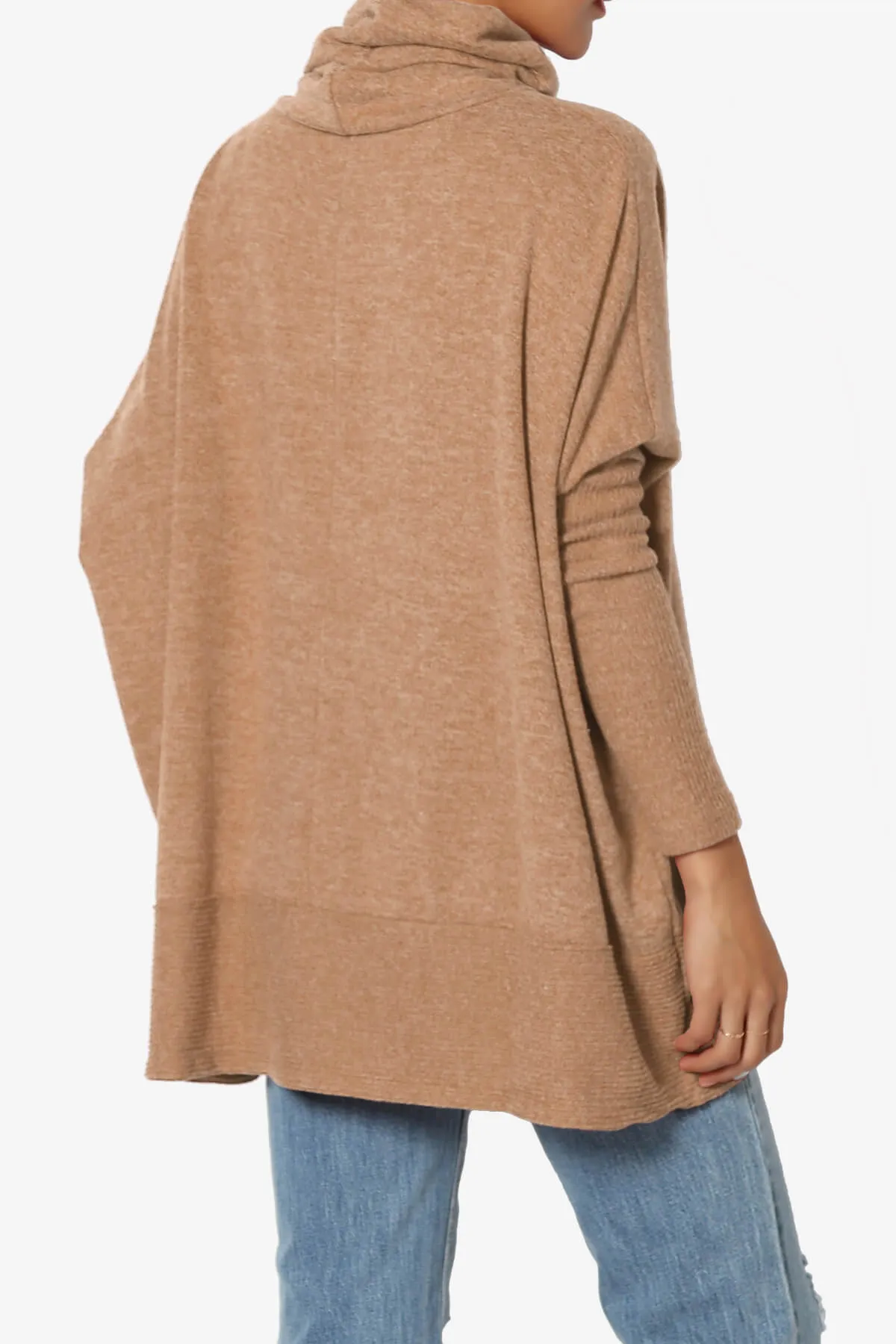 Barclay Slouchy Cowl Neck Melange Knit Oversized Sweater