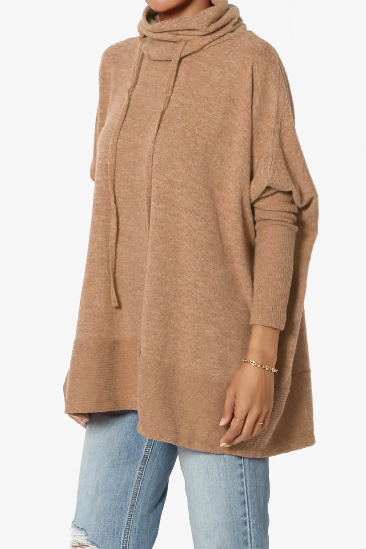 Barclay Slouchy Cowl Neck Melange Knit Oversized Sweater