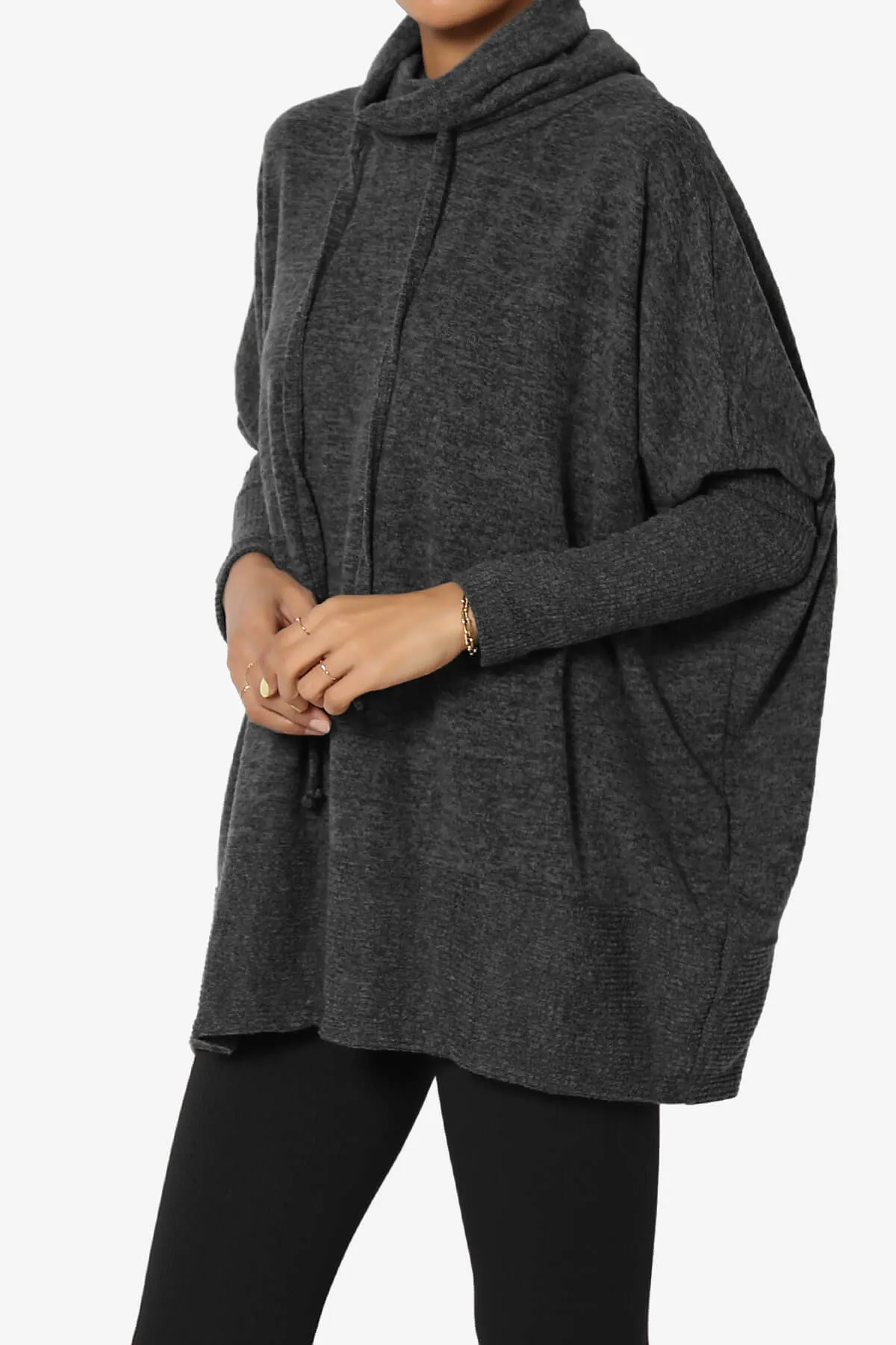 Barclay Slouchy Cowl Neck Melange Knit Oversized Sweater