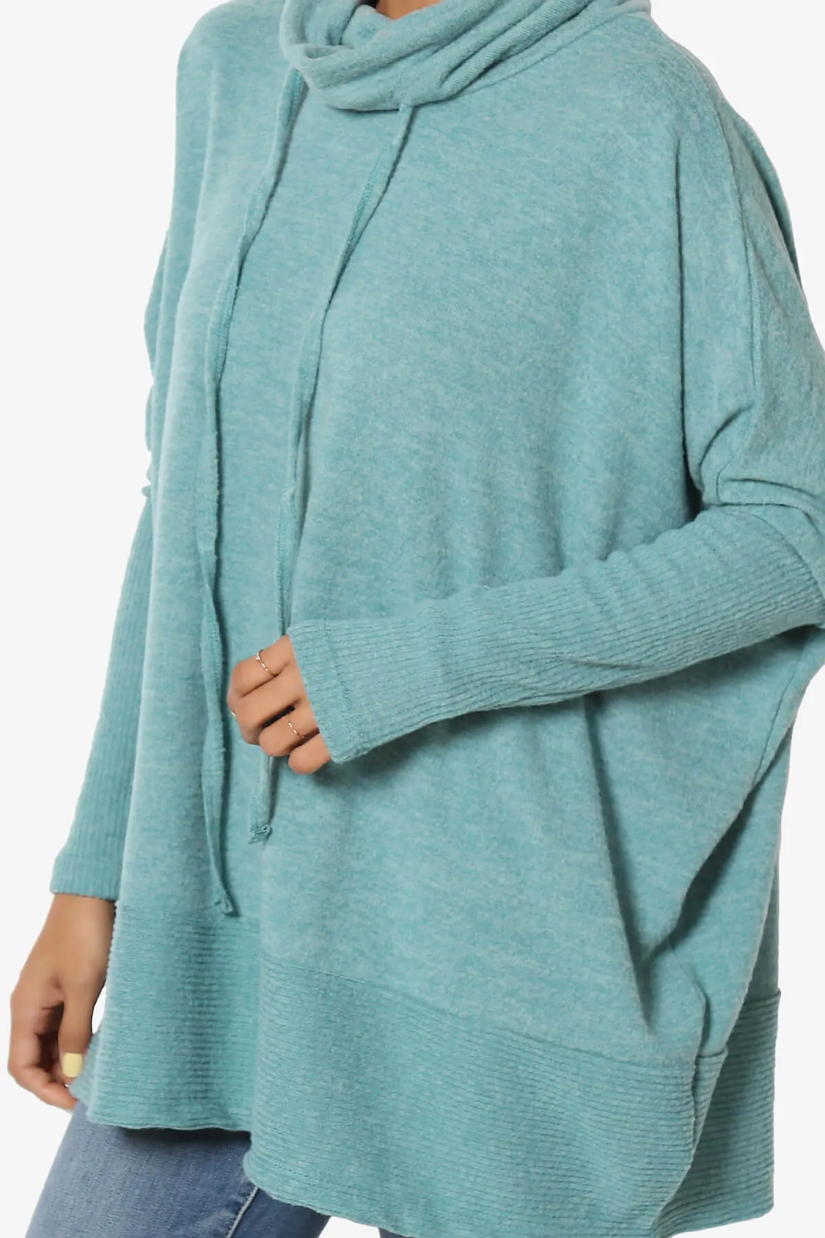 Barclay Slouchy Cowl Neck Melange Knit Oversized Sweater