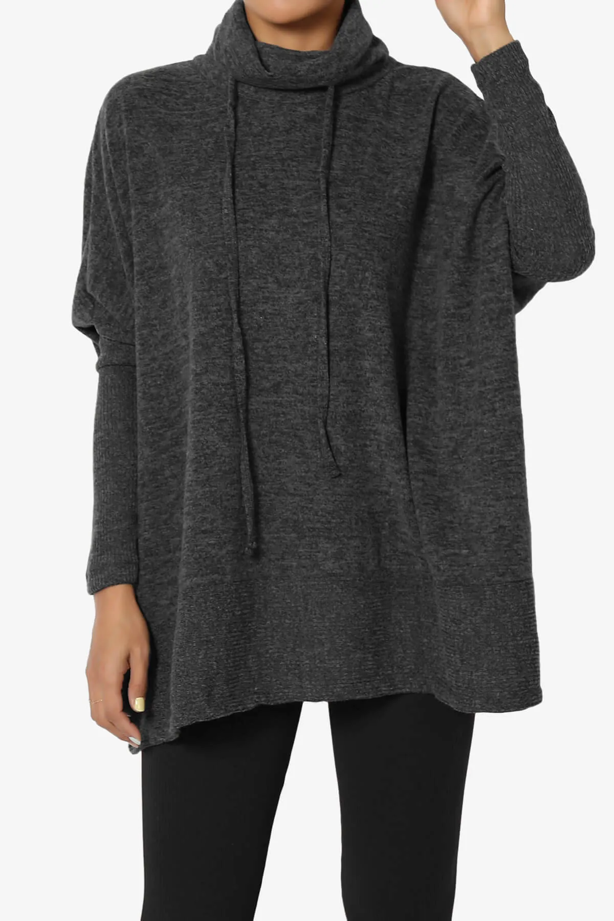 Barclay Slouchy Cowl Neck Melange Knit Oversized Sweater