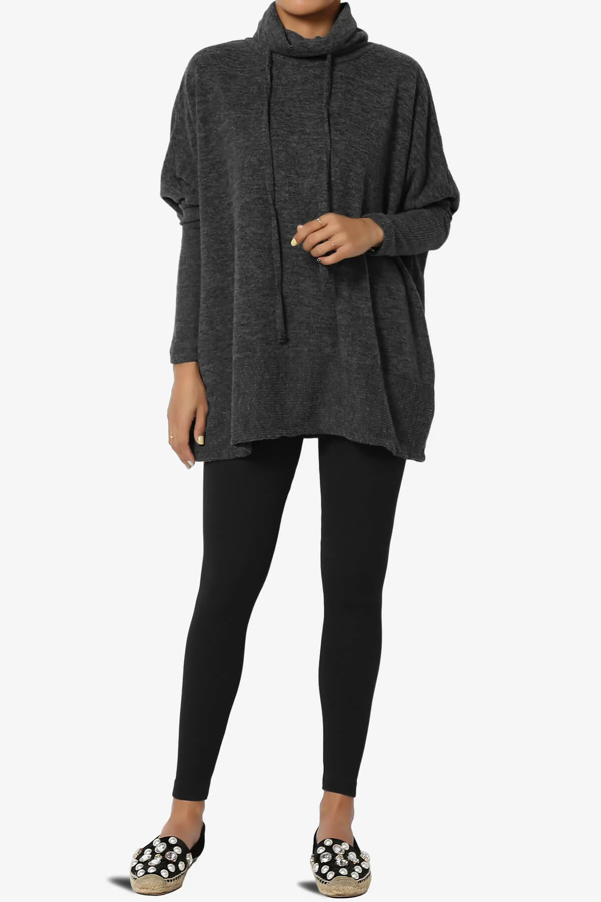 Barclay Slouchy Cowl Neck Melange Knit Oversized Sweater