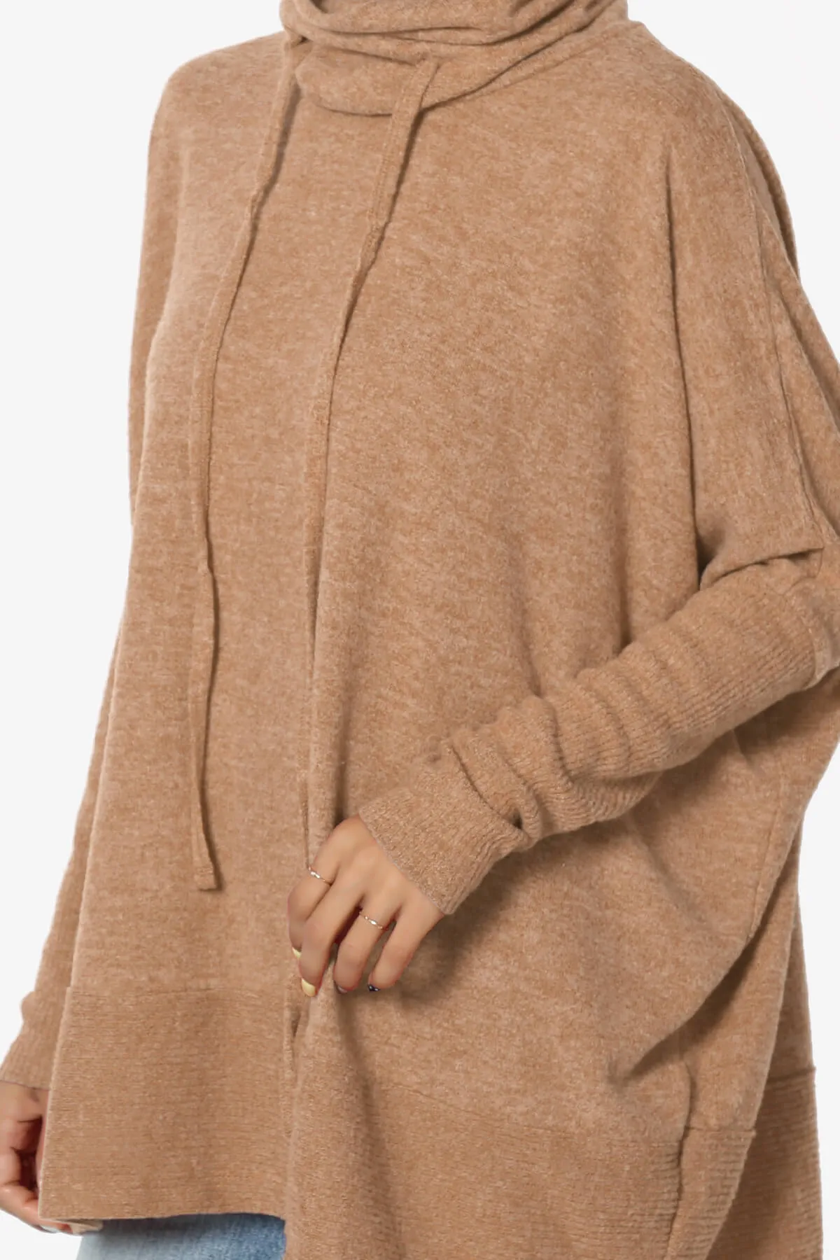 Barclay Slouchy Cowl Neck Melange Knit Oversized Sweater