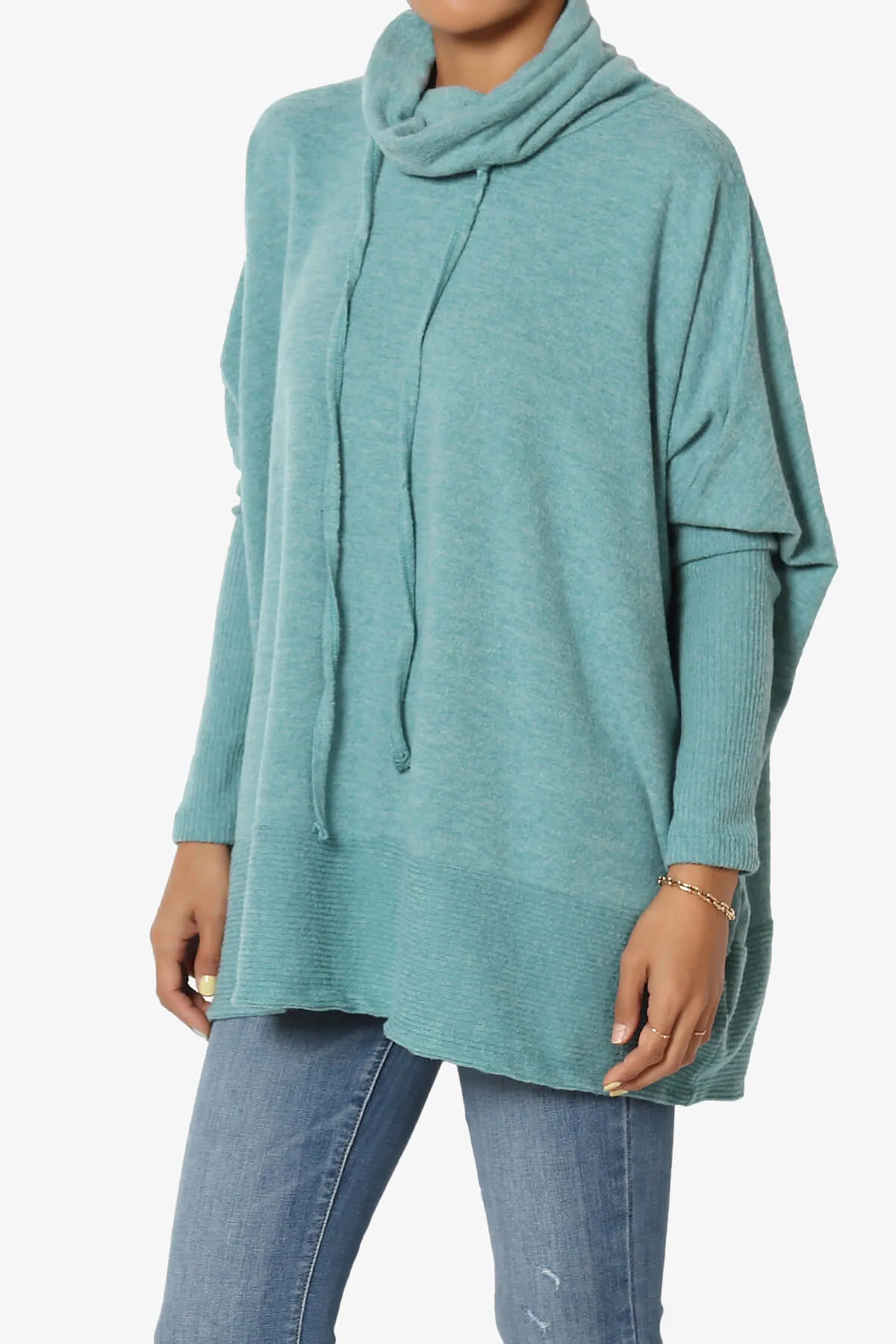 Barclay Slouchy Cowl Neck Melange Knit Oversized Sweater