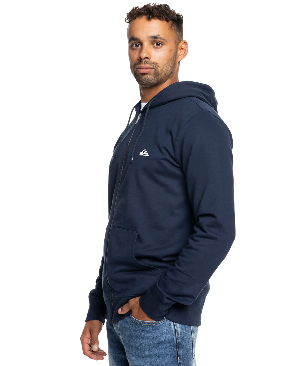 Basic Zip Hoodie in Navy Blazer