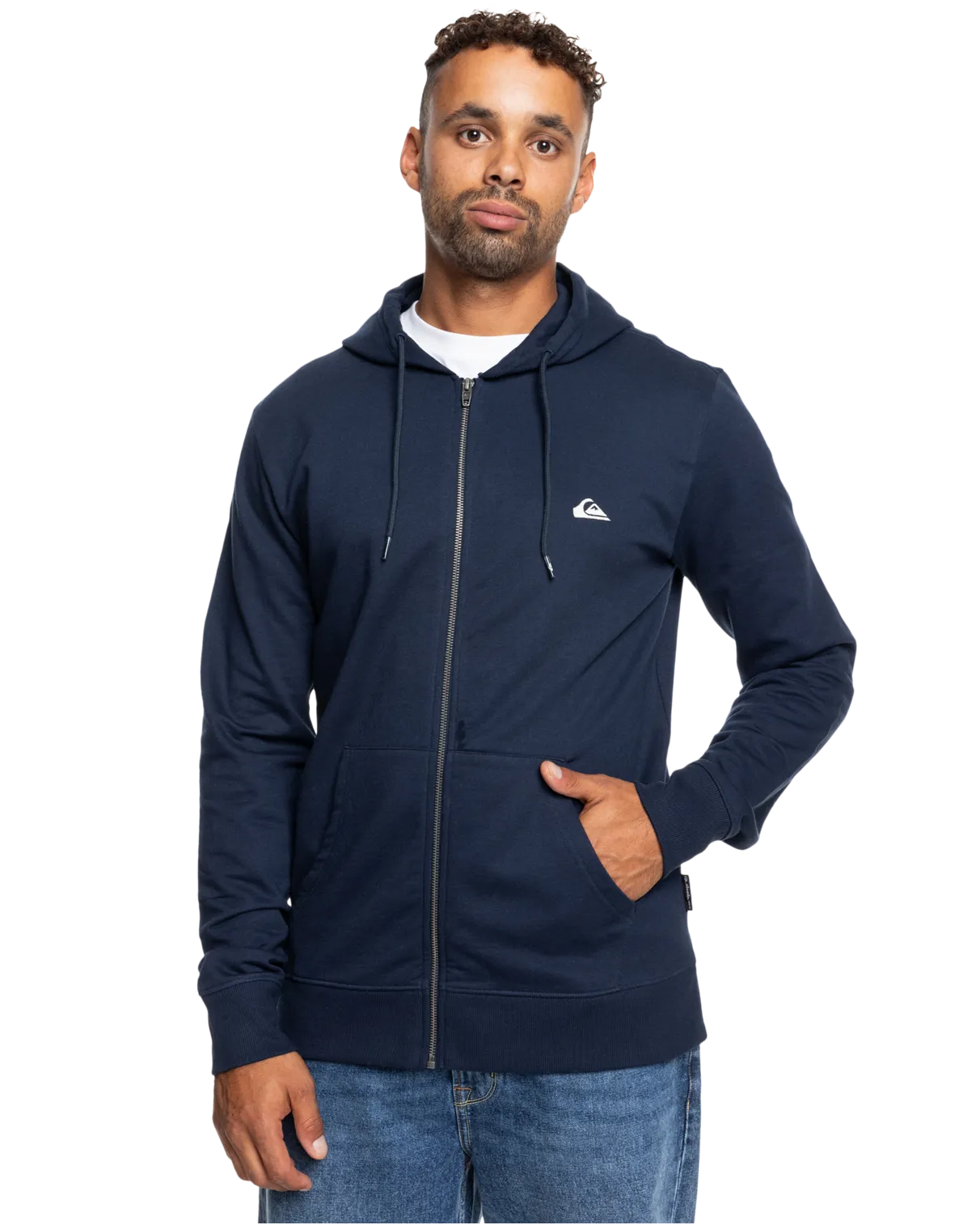 Basic Zip Hoodie in Navy Blazer