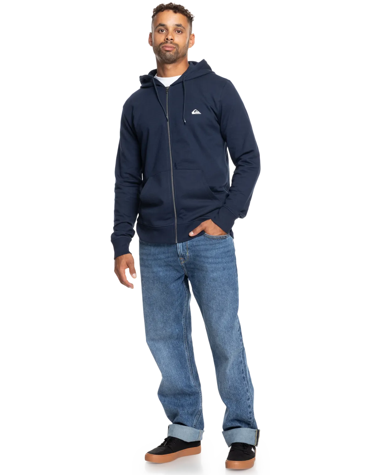 Basic Zip Hoodie in Navy Blazer