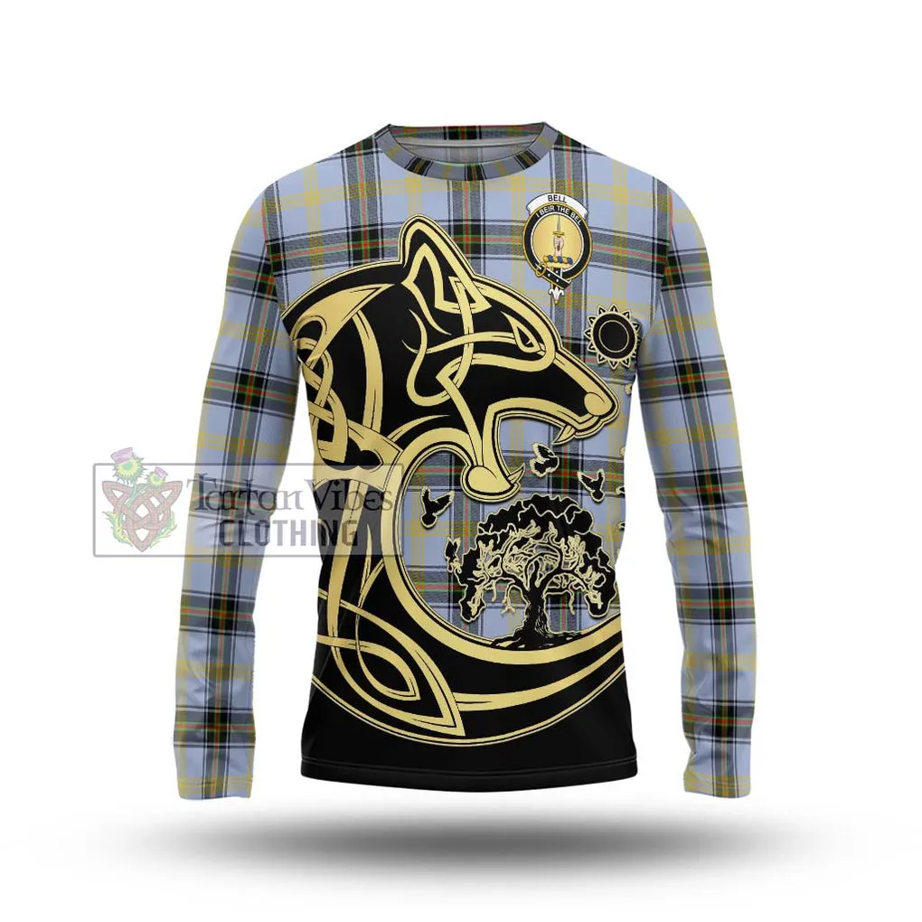 Bell of the Borders Tartan Long Sleeve T-Shirt with Family Crest Celtic Wolf Style