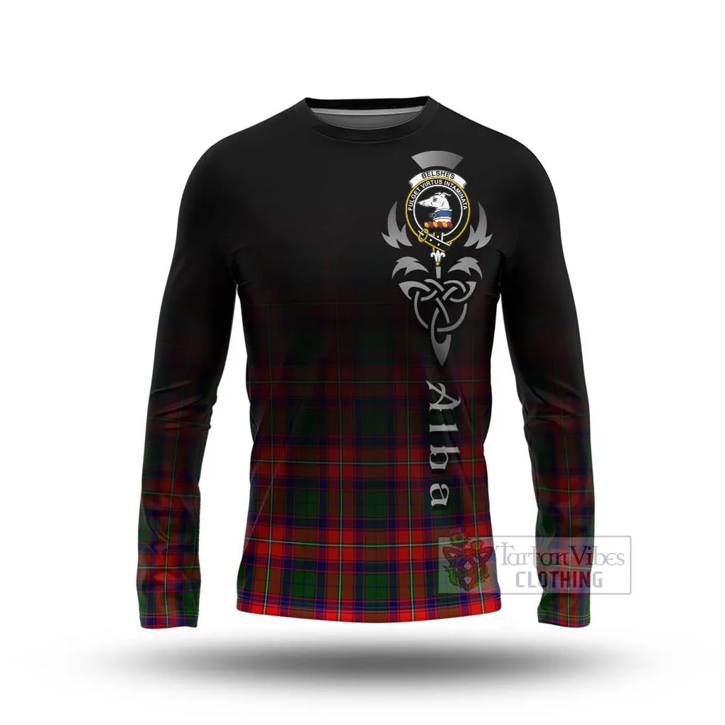 Belshes (Belsches) Tartan Long Sleeve T-Shirt Featuring Alba Gu Brath Family Crest Celtic Inspired