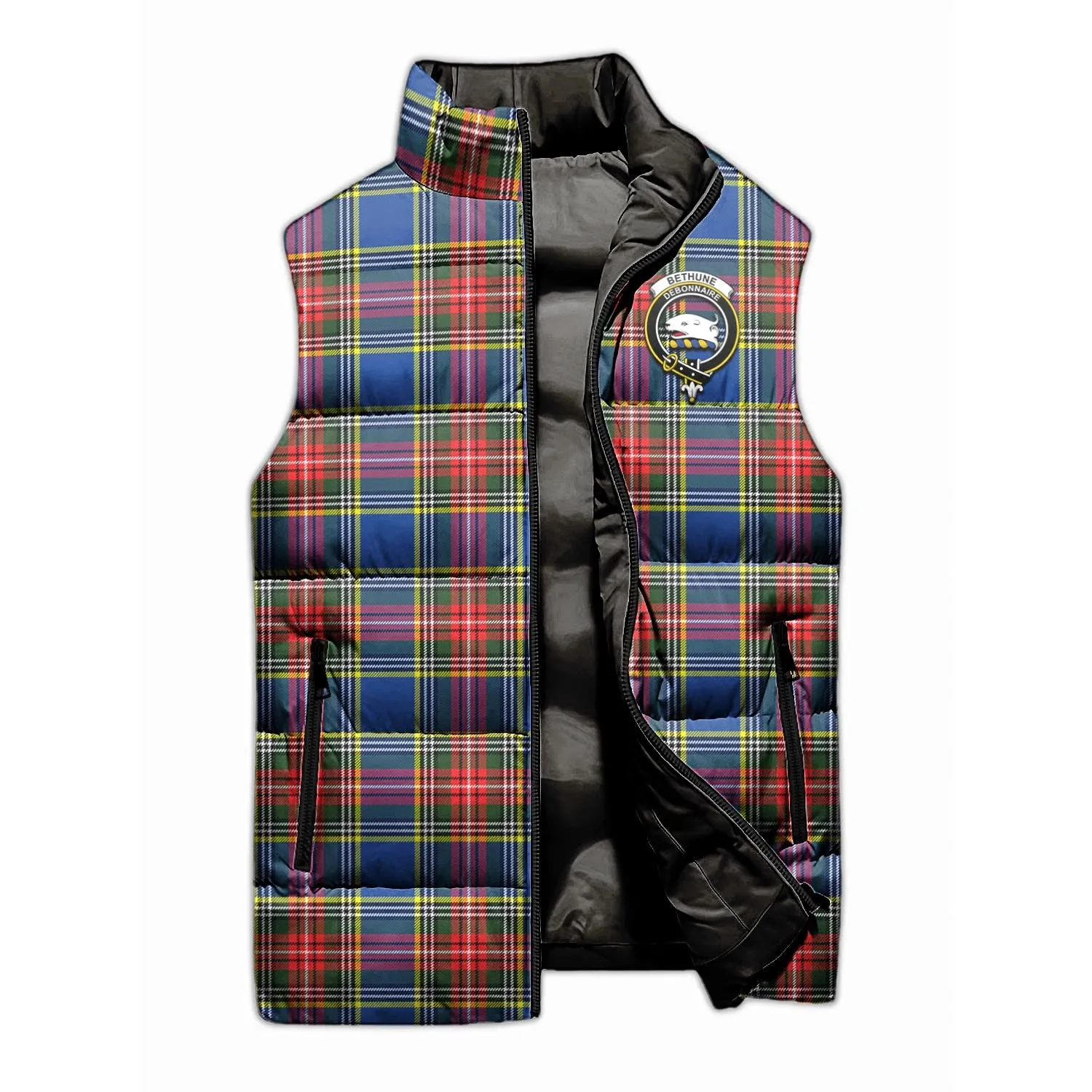 Bethune Tartan Sleeveless Puffer Jacket with Family Crest