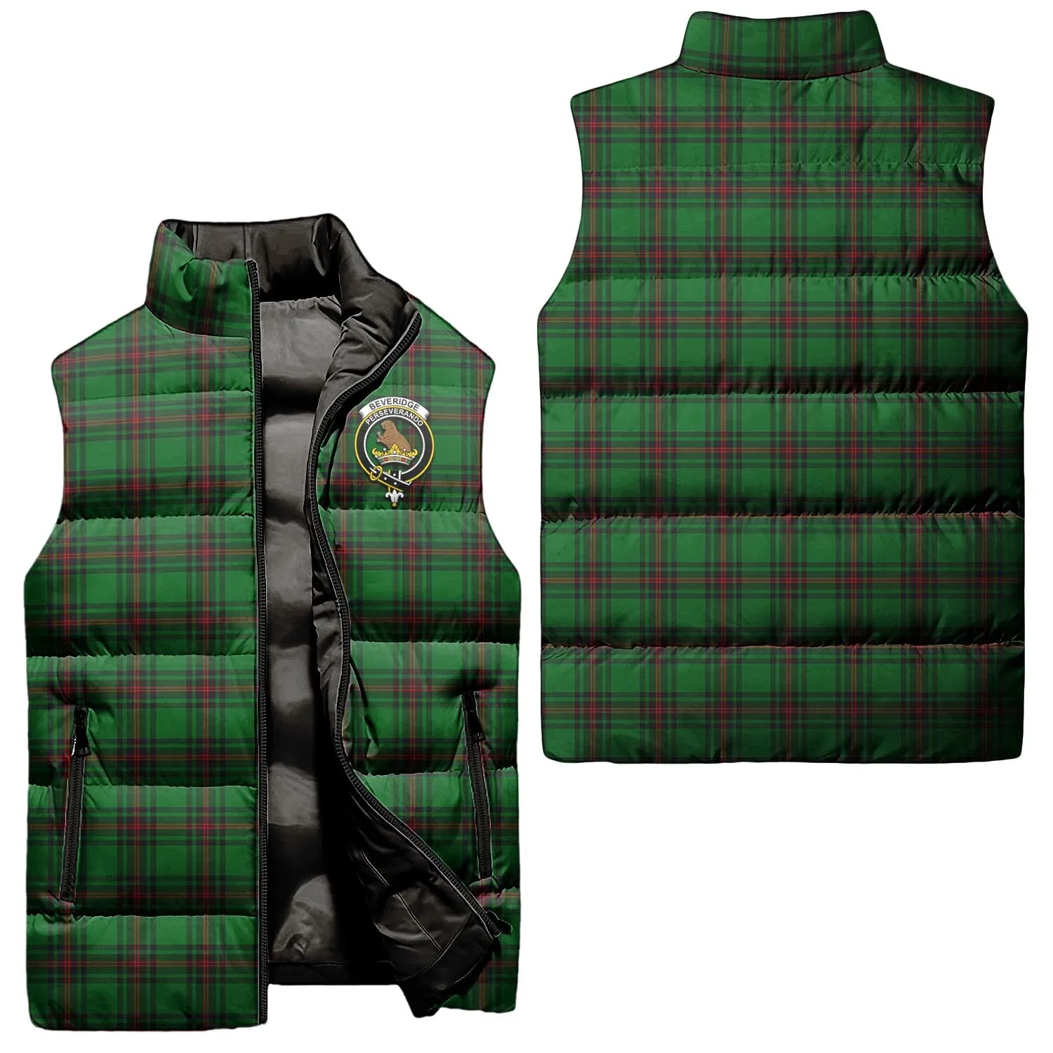 Beveridge Tartan Sleeveless Puffer Jacket with Family Crest