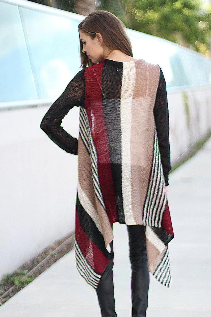 Black and Burgundy Cardigan